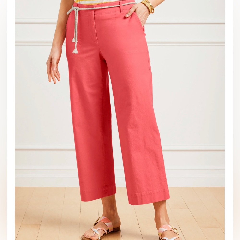 talbots belted wide leg crop pants
